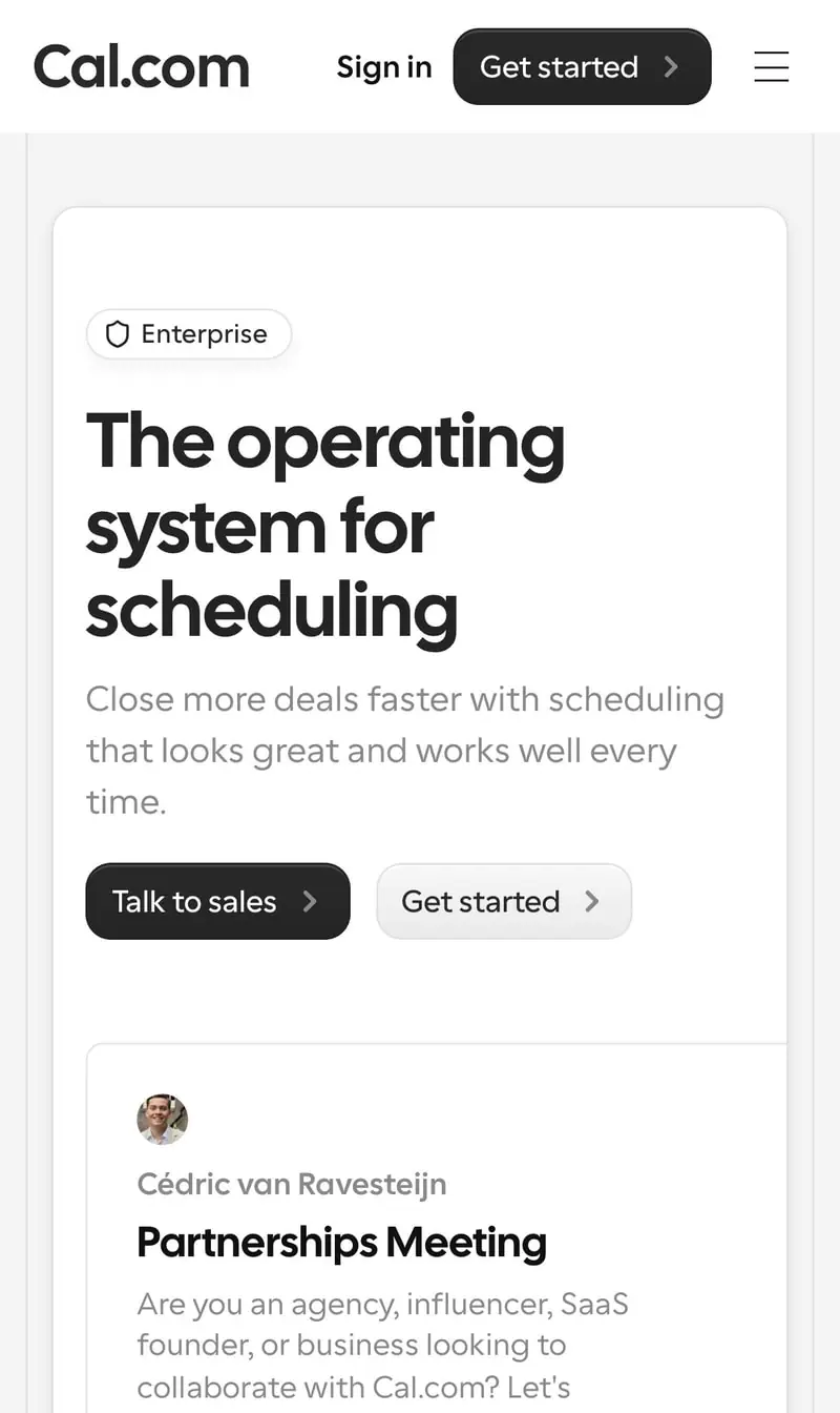 Cal.com — Enterprise (mobile)