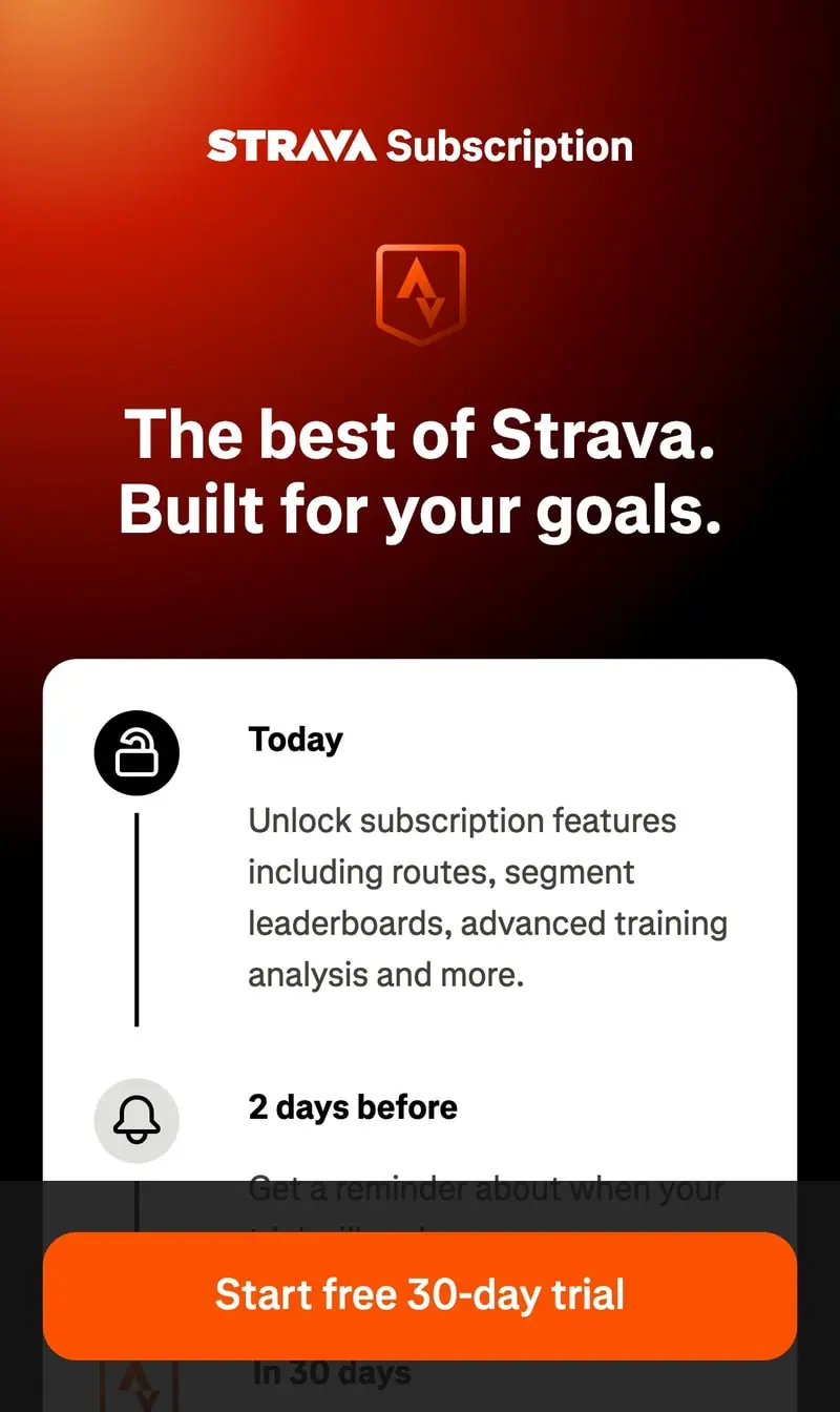 Strava — Subscribe (mobile)