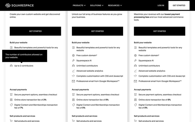 Squarespace — Pricing