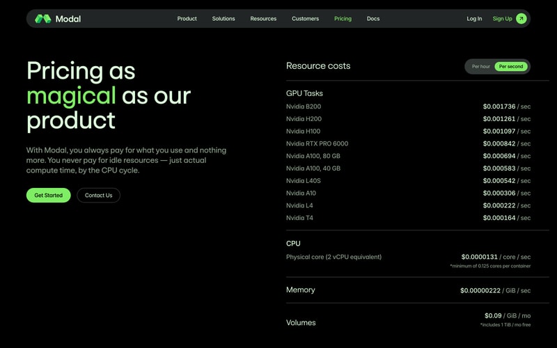 Modal — Pricing