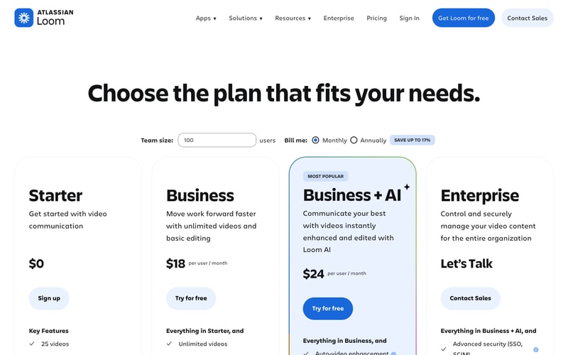 Loom — Pricing