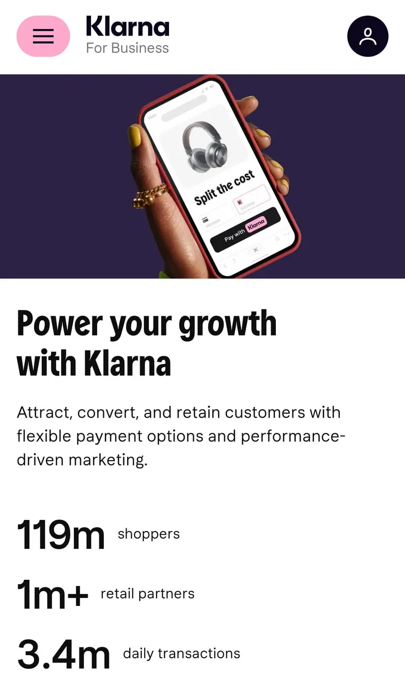 Klarna — Business (mobile)