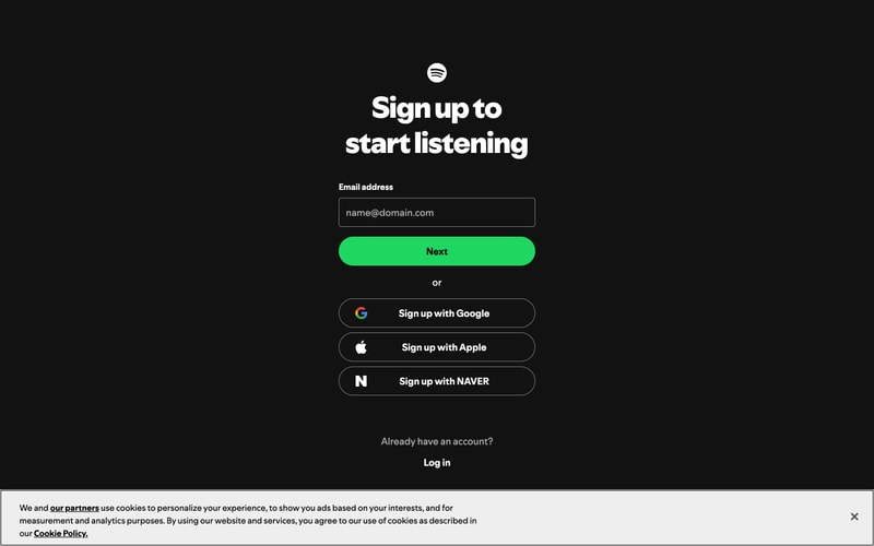 Spotify — Sign up