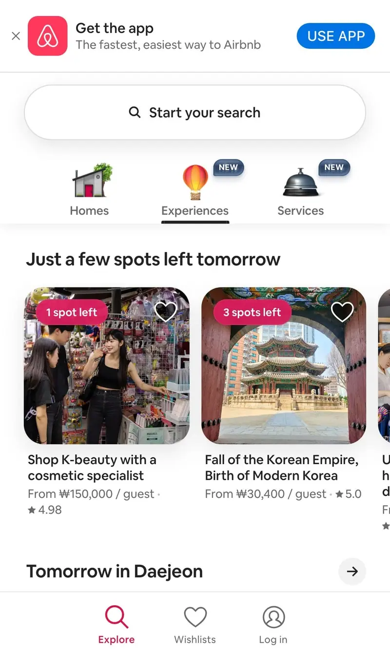 Airbnb — Experiences (mobile)