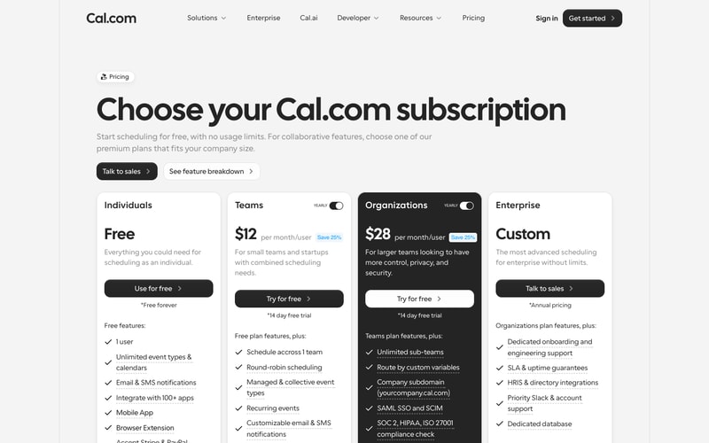 Cal.com — Pricing