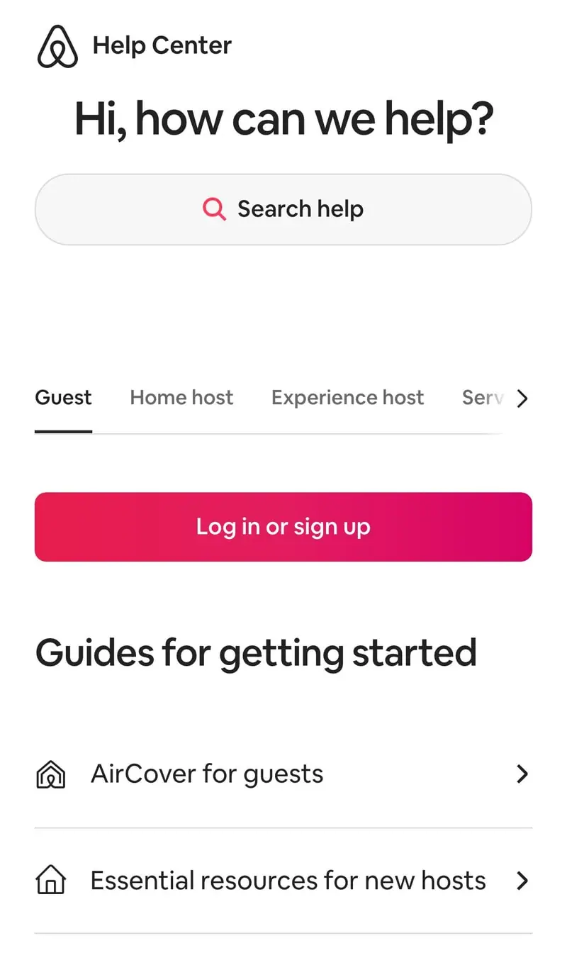 Airbnb — Help (mobile)