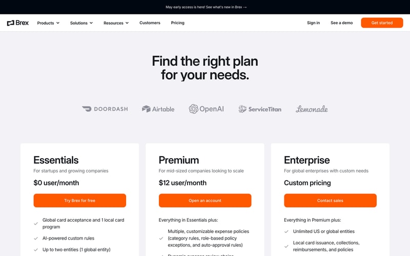 Brex — Pricing