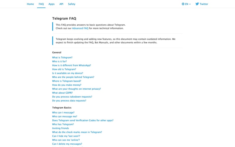 Telegram — FAQ