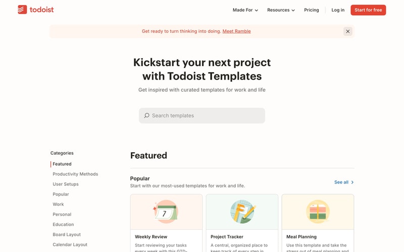 Todoist — Templates