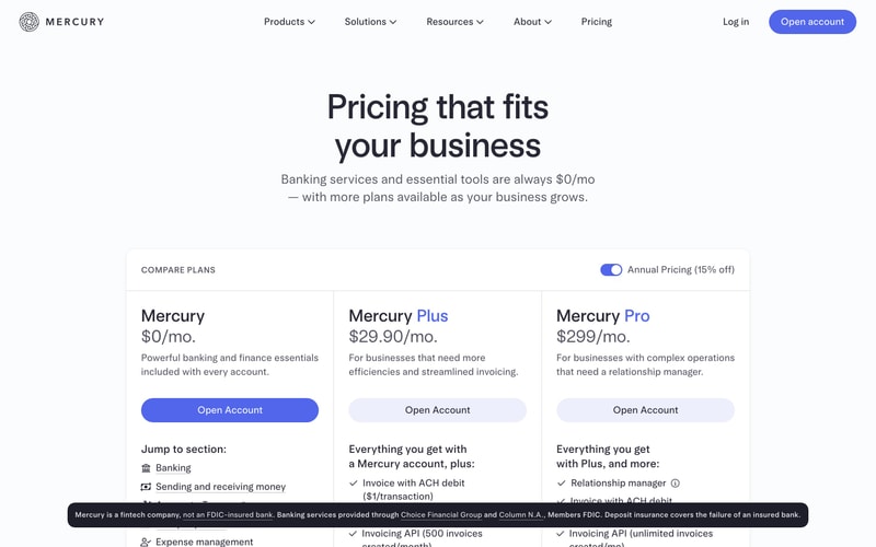 Mercury — Pricing